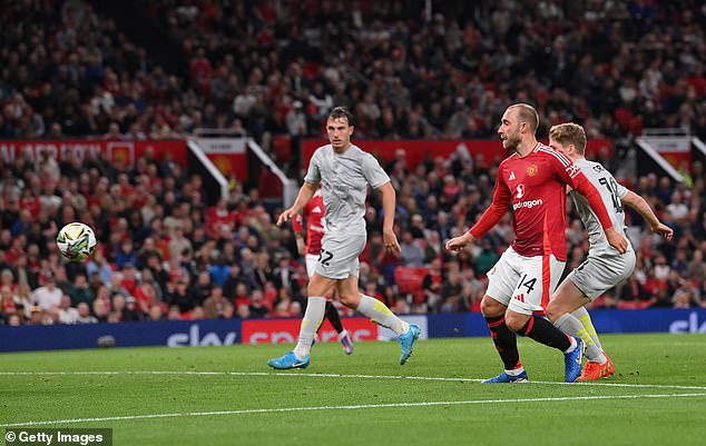 Christian Eriksen then got into the action and scored United's sixth goal at Old Trafford