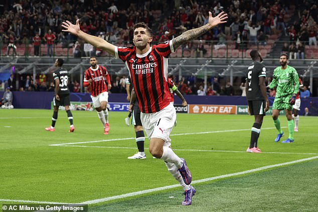 Christian Pulisic opened the scoring for AC Milan in the third minute at the San Siro