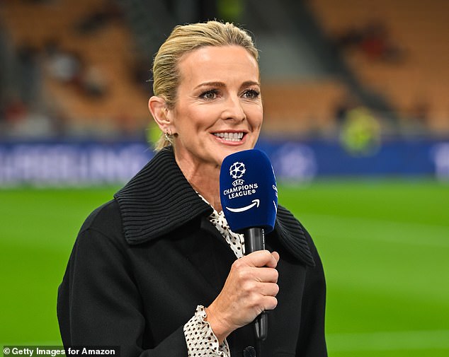 Gabby Logan hosted Amazon's live broadcast of AC Milan's home game against Liverpool