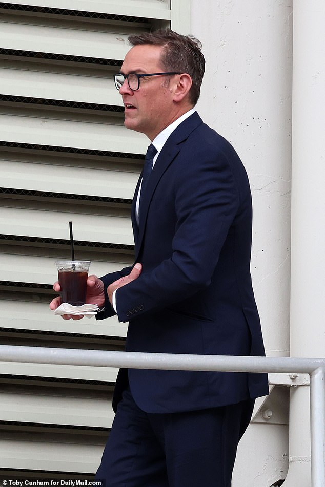 James Murdoch goes for iced coffee to keep his caffeine levels up as he takes on his father for control of the media empire