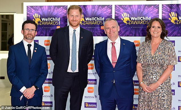 Last September he attended the WellChild Awards at the Hurlingham Club in London (above), having missed the previous year because the awards fell on the same day as the Queen's death.