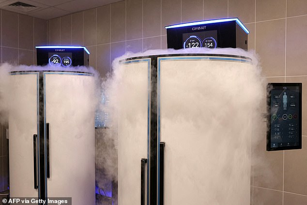 City have incorporated cryotherapy chambers into the City Football Academy – which are faster and more efficient than ice baths. Pictured here are the chambers used by athletes at the Olympics