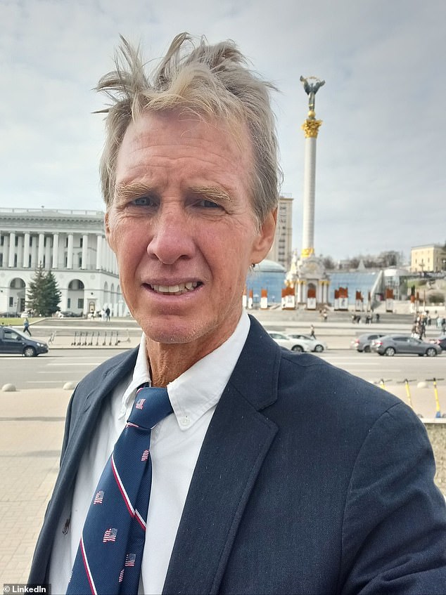 Would-be assassin Ryan Routh is pictured above in the main square in Kiev, Ukraine. The square was irradiated around the world at the start of the 2022 war