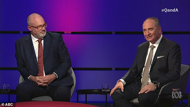 Assistant Trade Secretary Tim Ayres and Member for New England Barnaby Joyce on ABC's Q+A