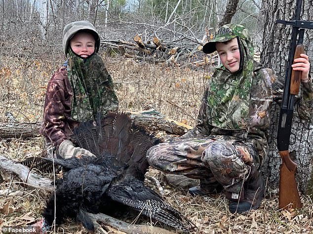 Dustin Gabrielson, a conservation officer with the Wisconsin Department of Natural Resources, confirmed the event, noting, “Everything about the father-son hunt on September 6th was legal.” Pictured: Owen and his brother Landon with a hunted turkey from April 2022