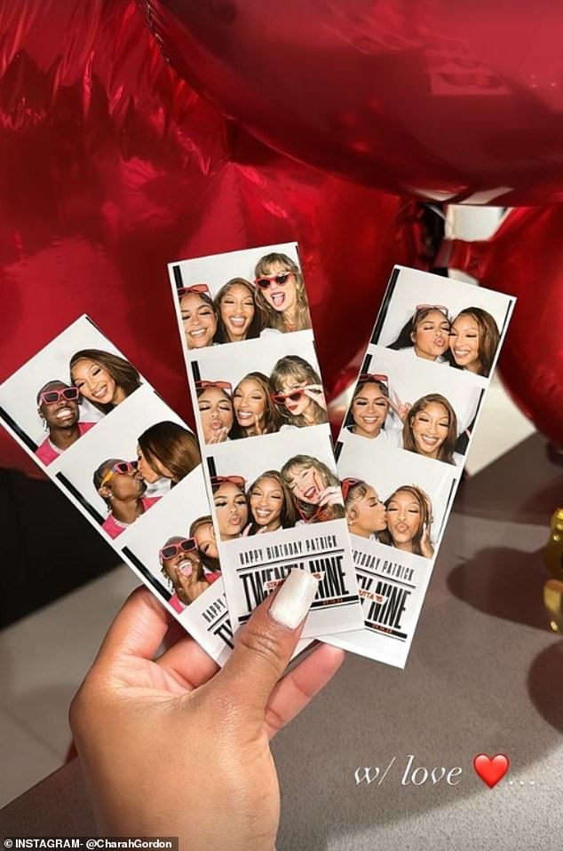 Taylor Swift is pictured with Chariah Gordon and Sheawna Weathersby at the party