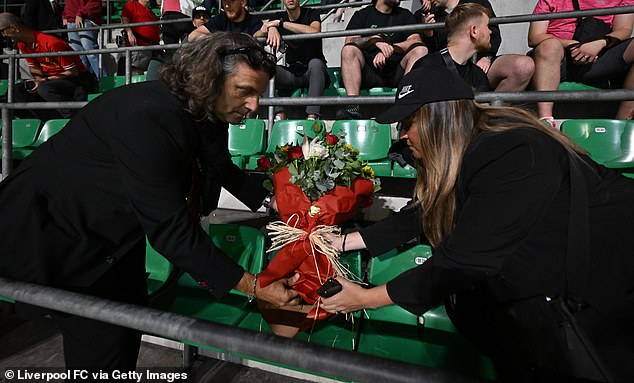 Representatives from Liverpool and AC Milan laid a bouquet of flowers on his seat at San Siro