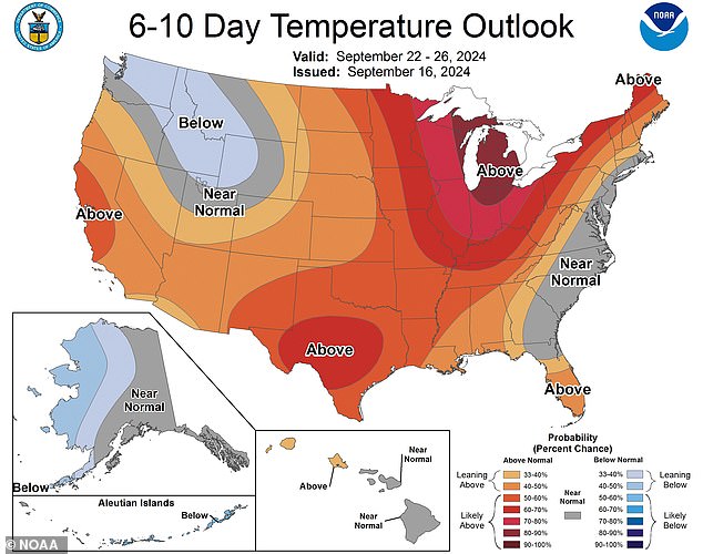 Next week, below-average temperatures will be less widespread, particularly in Idaho, Washington, Oregon, Montana, Utah and Wyoming.