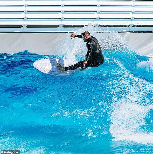 Chris can be seen showing off his form in several photos. (Pictured)