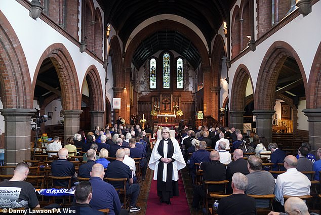 The memorial service was held at St Luke's Church in Liverpool (pictured)