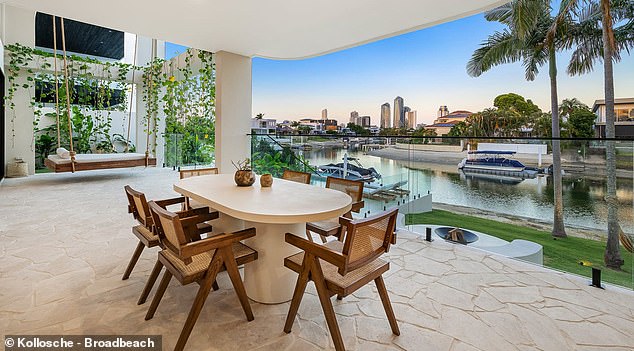 The 728-square-metre plot is located in the upmarket Broadbeach Waters and was built by the Taylor brothers through their company Unique Built, Domain reported on Wednesday. (Pictured)