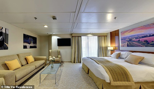 The luxury cruise ship has cabins in different price ranges, depending on size and whether there is a balcony