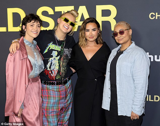 (L-R) Alyson Stoner, JoJo Siwa, Lovato and Raven-Symone attend the Los Angeles premiere of Hulu's Child Star on September 12 in Hollywood