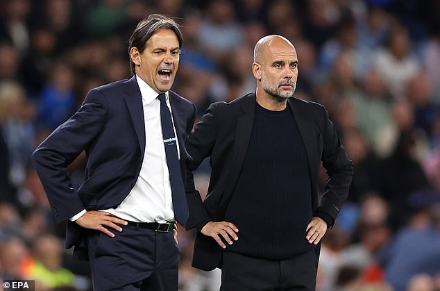 Simone Inzaghi's (left) cunning tactical approach left Pep Guardiola (right) and his team frustrated