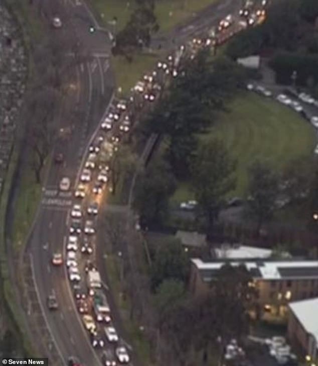 Traffic is backed up on the Eastern Freeway, with drivers warned of delays of up to 40 minutes