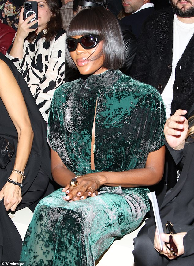 During the fashion show, Naomi Campbell took her front row seat to see the designer's Spring 2025 ready-to-wear show