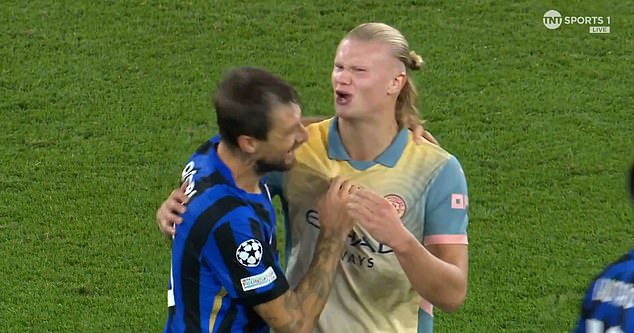 Haaland jokingly told Acerbi to 'fuck off' after Manchester City's 0-0 draw with Internazionale