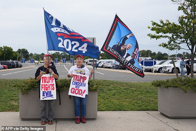 Trump supporters gathered for the rally in Uniondale, New York