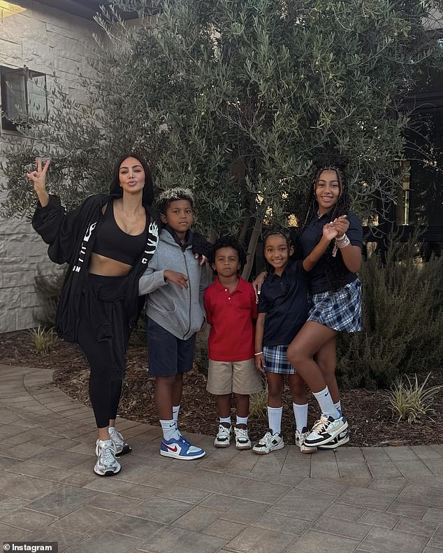 On Tuesday she uploaded snaps of all four of her children on the first day of the new school year