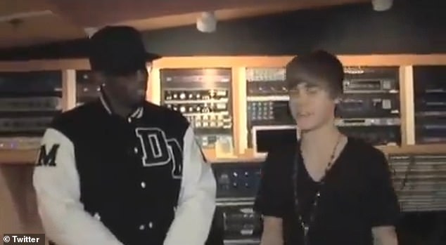 A clip showed a 16-year-old Bieber looking anxious as he answered Combs' questions