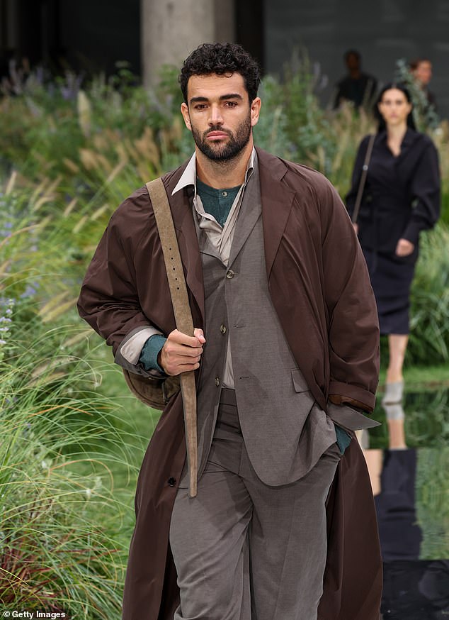 Fellow tennis player Matteo Berrettini joined Fritz on the catwalk, dressed in more muted tones