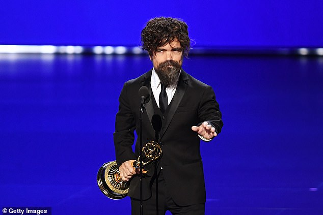 Dinklage has won four Emmys for his work on Game of Thrones, winning Outstanding Supporting Actor in a Drama Series in 2019, 2018, 2015, and 2011; seen at the 2019 Emmys