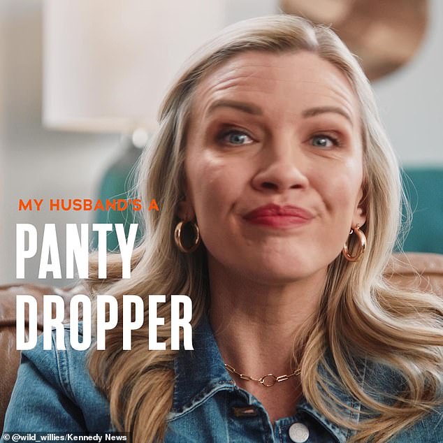 The three-minute commercial opens with a woman saying, “My husband is a panty dropper.”