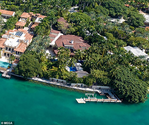 These aerial photos taken on October 19, 2023, show the sprawling waterfront properties of the beleaguered rap mogul, real name Sean Combs, being searched by federal agents