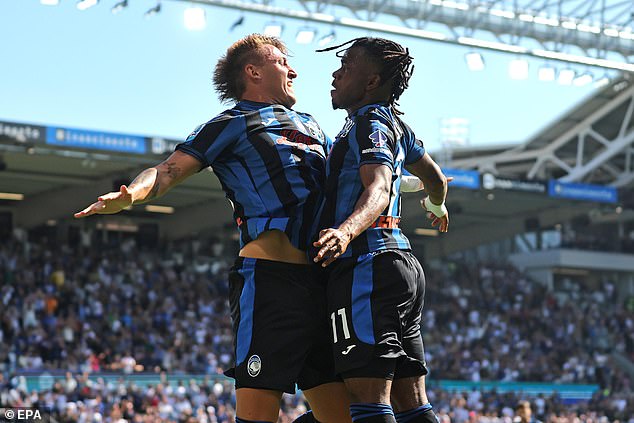 Lookman missed Atalanta's first three Serie A games but made an immediate impression on his return against Fiorentina, scoring a goal and providing an assist (pictured with Mateo Retegui)