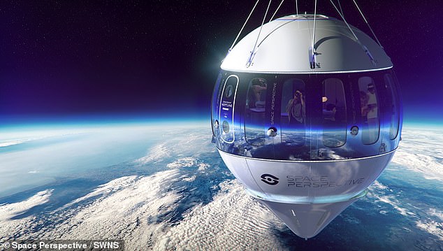 Space Perspective hopes their 'space lounge' will be ready to carry passengers by 2025 (artist's illustration)