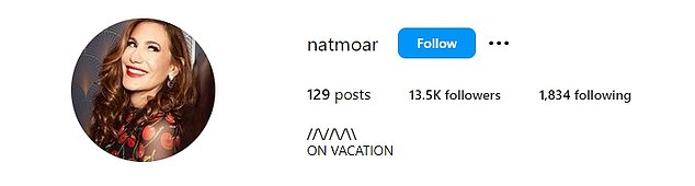 Moar's Instagram bio currently reads: 'ON VACATION'