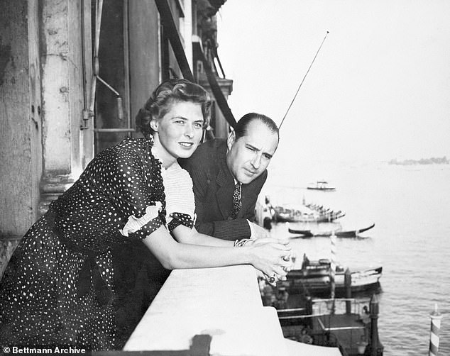 Isabella's father: Ingrid with her husband Roberto Rossellini, a film director best known for the films Stromboli and Paisan; seen in 1950