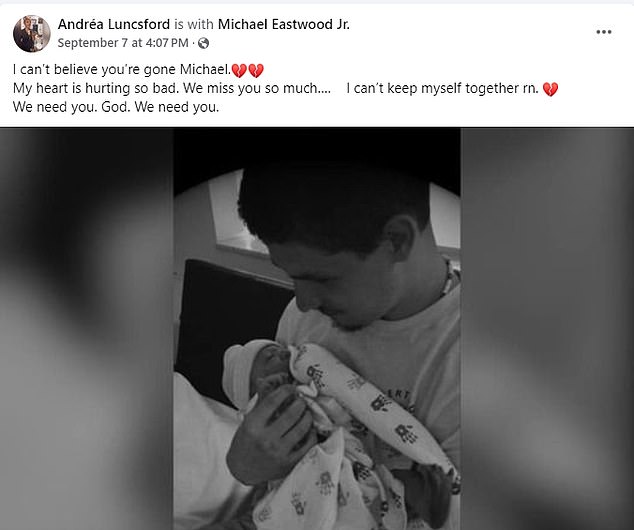 Luncsford appeared desperate in her last Facebook update, which she posted a day after her partner's funeral and two days before her son's death