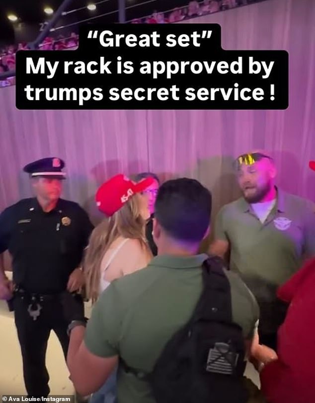 After being thrown out of the Long Island auditorium this week, Ava posted a video of herself being confronted by local police and the Secret Service, with one telling the model she had a 