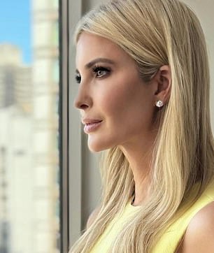 Ivanka's profile is streamlined, which surgeons say strongly suggests she has had at least one nose job, as well as a chin implant and cheek fillers. She is pictured in July 2024