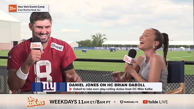 Adams appeared to jumble her words while interviewing Jones during the Giants' training camp