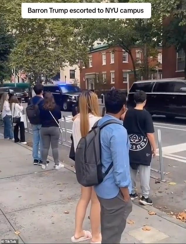 Barron is driven from Trump Tower to the university in a procession of black SUVs