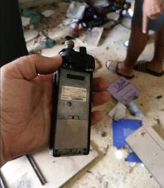 Photos of exploded portable radios are circulating online