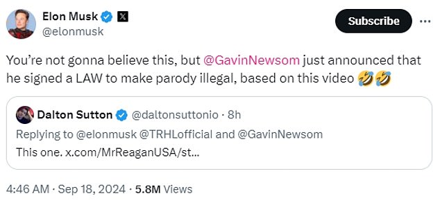 1726794197 333 Gavin Newsom threatens Elon Musk with legal action for sharing