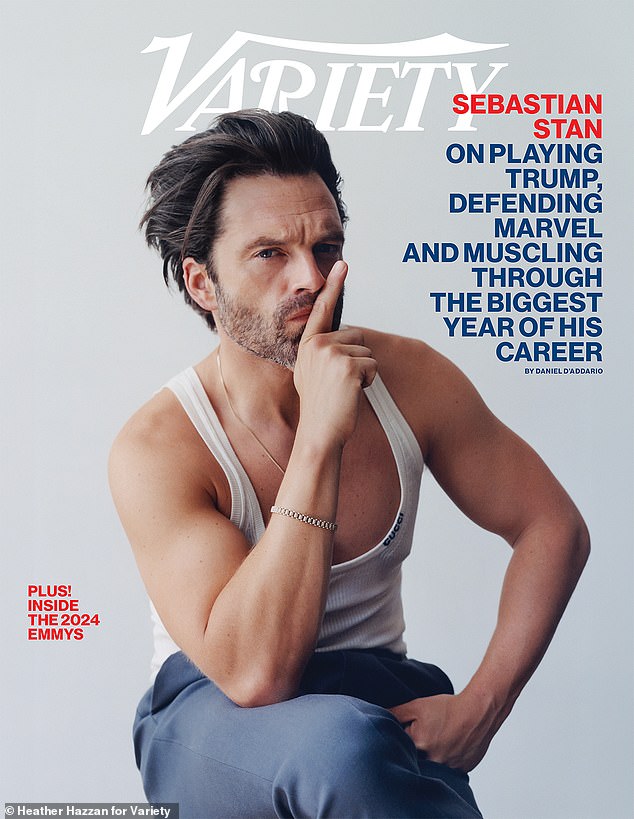 The handsome lead star beamed on the magazine's cover in a white tank top and gray pants, with a light beard