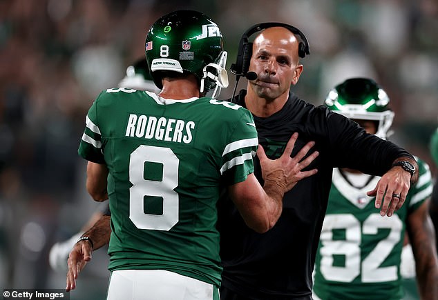 Saleh came on a little too strong in the second quarter when his hug was rejected by Rodgers