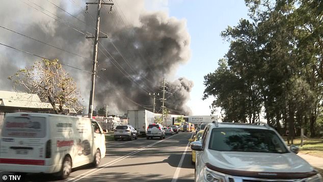 Emergency services are on scene of the fire in Moorebank