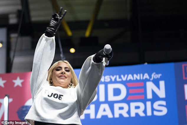 Lady Gaga appeared with current President Joe Biden on the eve of Election Day 2020 at a rally in Pittsburgh, Pennsylvania — a state Biden later won