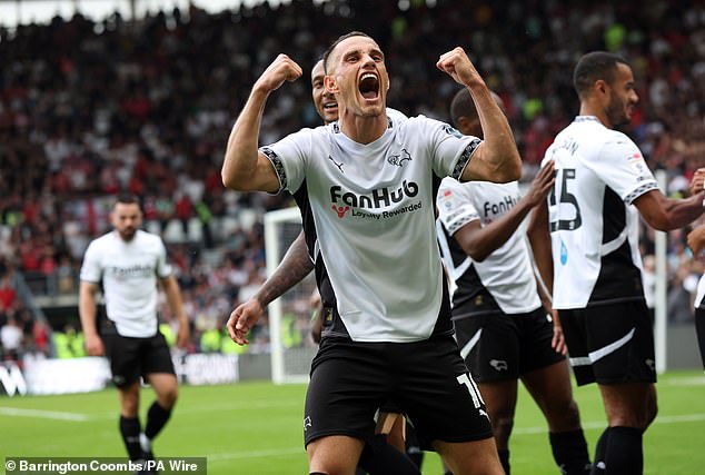 EFL Championship team Derby County (star Jerry Yates pictured celebrating a goal this year) used Brady's song with their own lyrics without permission, resulting in legal action