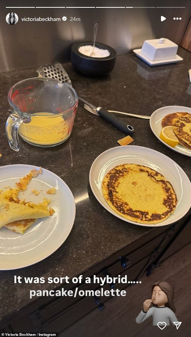 The Spice Girl, 50, had tried to treat daughter Harper, 13, to a delicious breakfast of freshly made pancakes. Unfortunately, she managed to mess up the recipe,