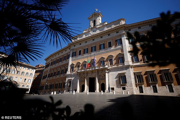 Pictured: Montecitorio Palace, the lower house of Italy's parliament where the proposals were discussed