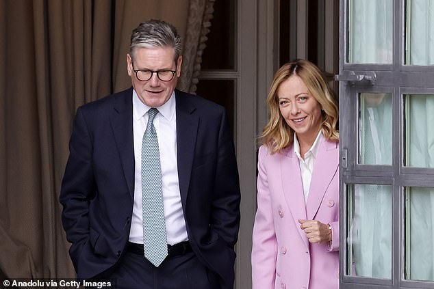 Meloni pictured with Sir Keir Starmer in Rome on September 16