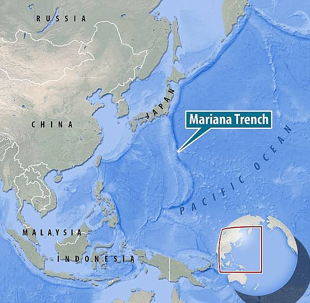 The Mariana Trench is nearly seven miles (36,201 feet) deep and lies on the bottom of the Pacific Ocean. It is so difficult to reach that only a handful of people have ever ventured there.