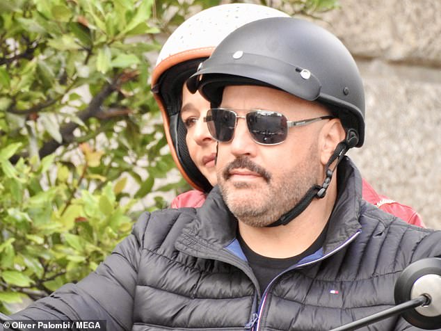 To complete his look, he wore a black helmet and cool sunglasses as he followed instructions from the stunt team