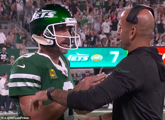 Rodgers gave Saleh a light shove and stared at him for a few seconds — he said afterward that the moment 